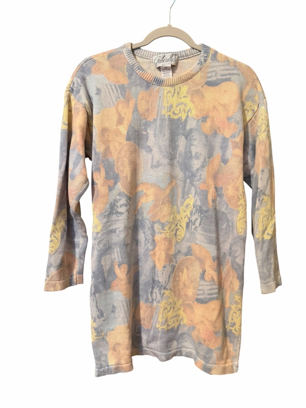 Gabriella T Vintage Angel Floral Pastel Knit Tunic size medium - Picture 2 of 6